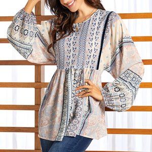 💙HP💙 HOBO Puff-Sleeve Babydoll Tunic NWT